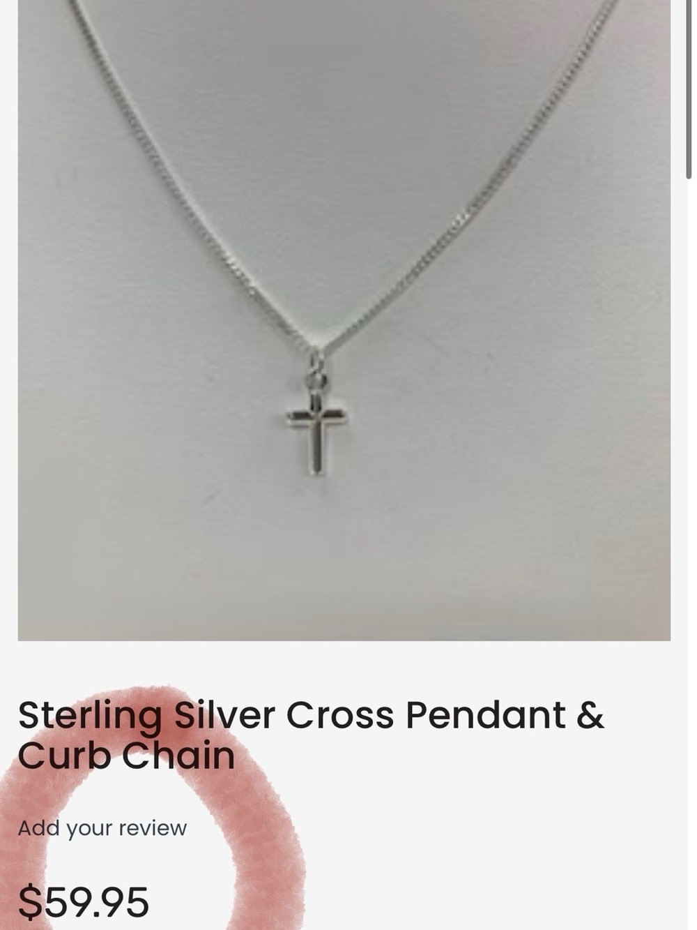 925 Sterling Silver Cross Pendant Necklace - Silver